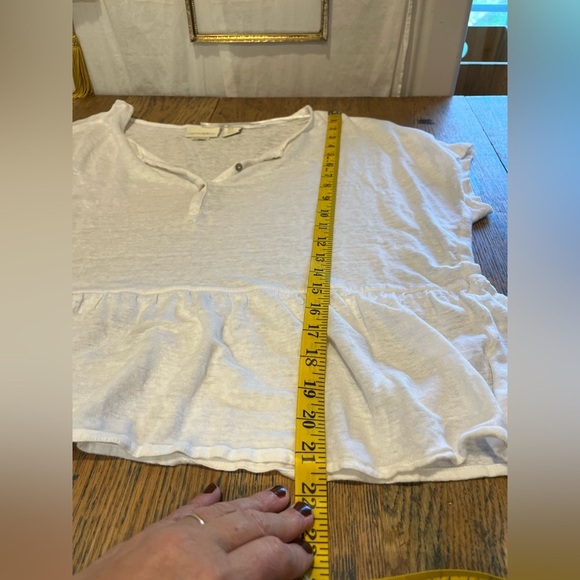 CYNTHIA ROWLEY – 100% Linen Ruffle Hem Top (XL) - Picture 8 of 8